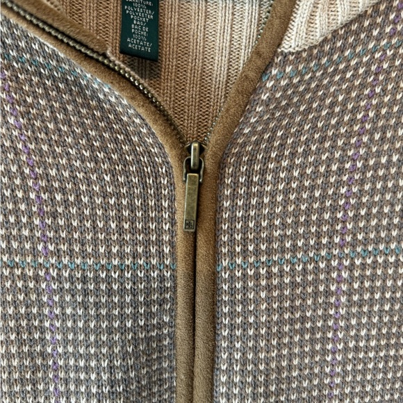 Lauren Ralph Lauren Women’s 100% Cotton Tan Full Zip Up Cardigan Sweater Size XL - Picture 6 of 8
